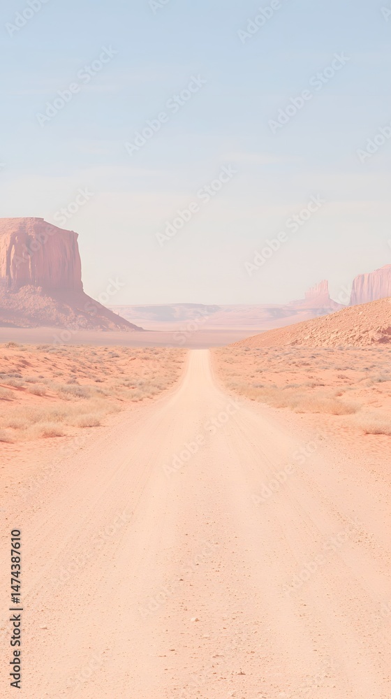 Vast Desert Road Leading to Vanishing Point Vast Desert Road Leading to Vanishing Point
