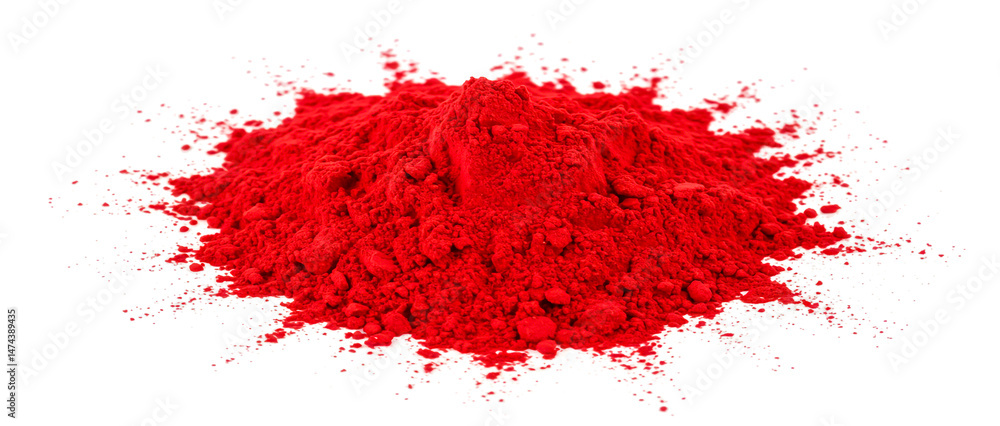 Vibrant red powder splashed on white background close up isolated texture Vibrant red powder splashed on white background close up isolated texture