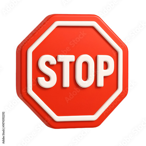 3D Rendered red Stop Sign