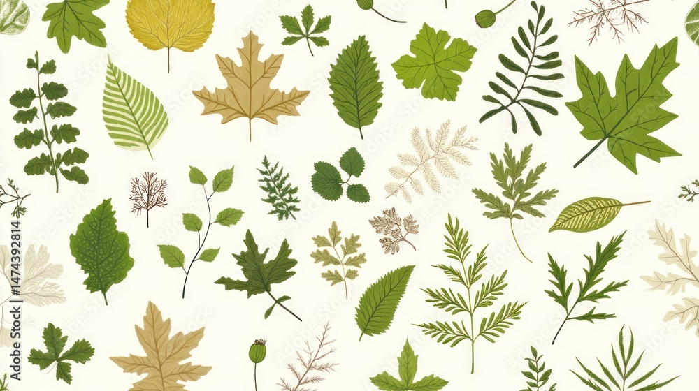 Naklejka premium Autumn leaves pattern, white background, design