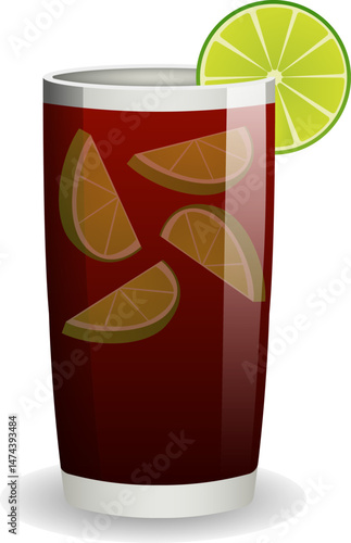Cocktail, drink cuba libre. Isolated vector illustration.