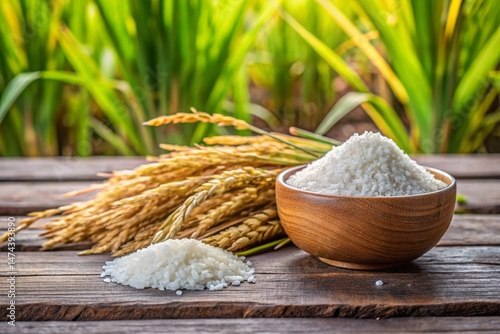 rice in a wooden bowl