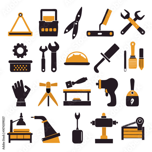 Construction tools vector flat set for industrial design