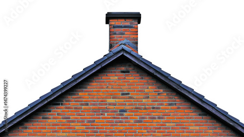Detailed Brick Wall and Chimney of a House PNG transparent background