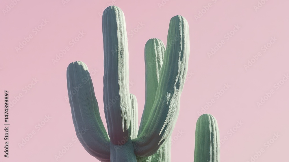 Pastel Cactus Against Pink Sky Pastel Cactus Against Pink Sky