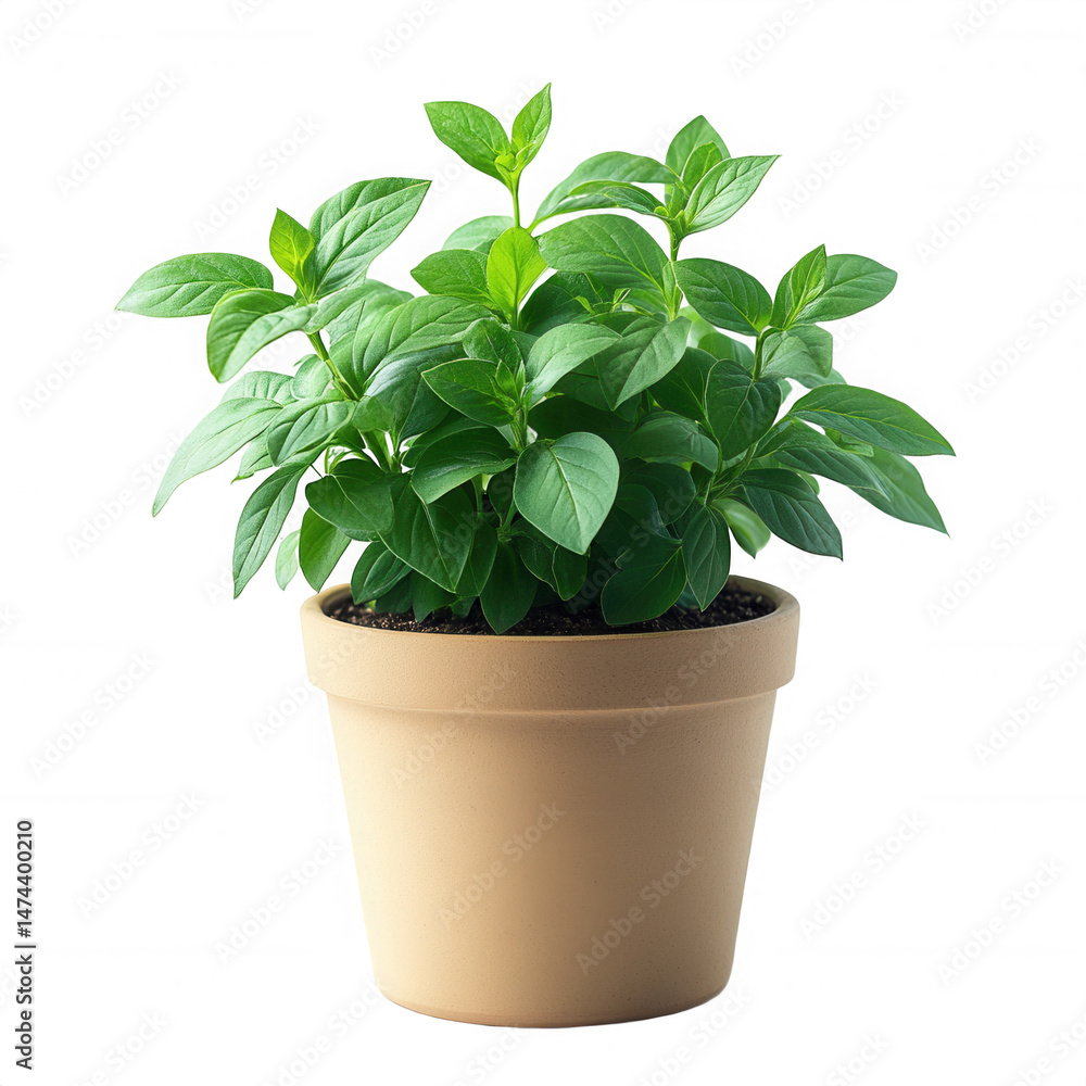 Basil plant in pot fresh herb garden indoor gardening culinary ingredient on transparent background Basil plant in pot fresh herb garden indoor gardening culinary ingredient on transparent background
