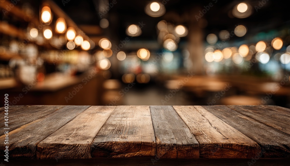 © Muhammad - Rustic wooden table, blurred interior background © Muhammad - Rustic wooden table, blurred interior background