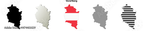 Vorarlberg state blank outline map set