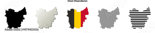 Oost-Vlaanderen province outline map set