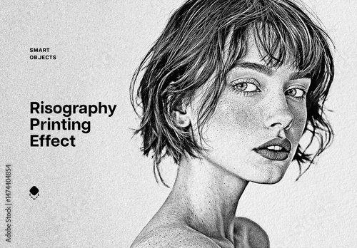 Risography Print Photo Effect Mockup