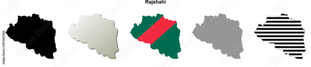 Fototapeta premium Rajshahi division blank outline map set