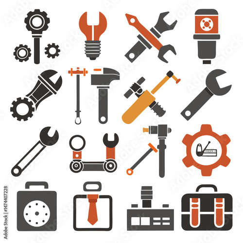 Wallpaper Mural Icon set illustrating various tools and equipment for repair Torontodigital.ca