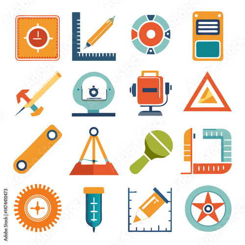 Flat design construction tools assortment isolated on white backdrop