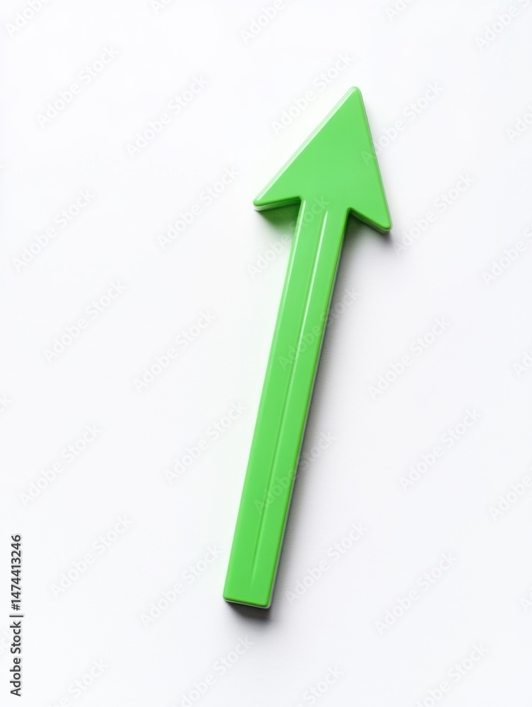 Green arrow pointing up on white background studio shot clean and simple graphic element direction indicator growth concept Green arrow pointing up on white background studio shot clean and simple graphic element direction indicator growth concept