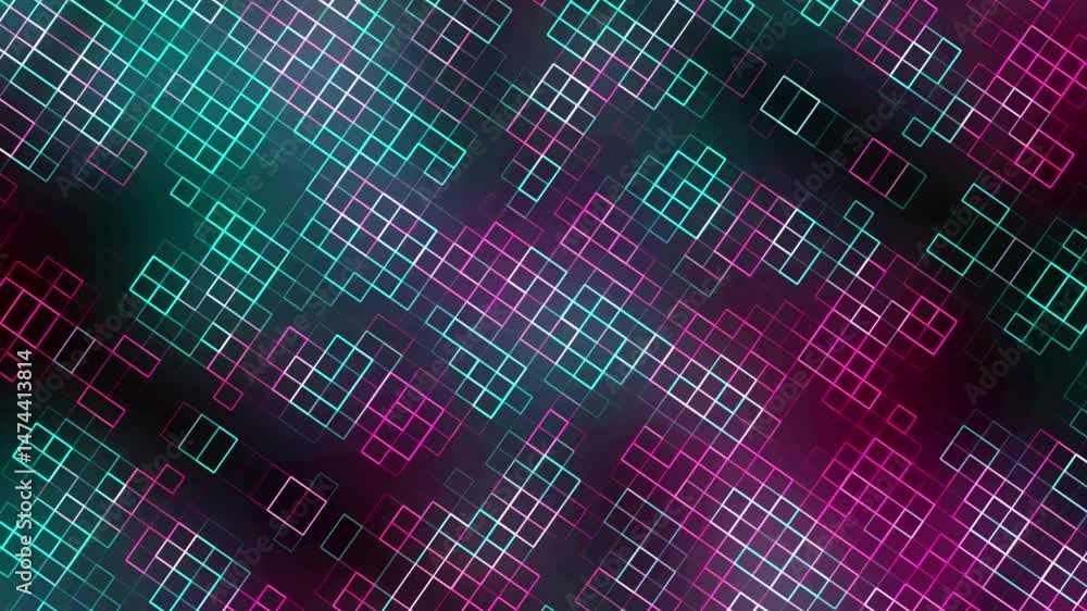 neon style digital technology rectangle shape background, abstract animation neon style digital technology rectangle shape background, abstract animation