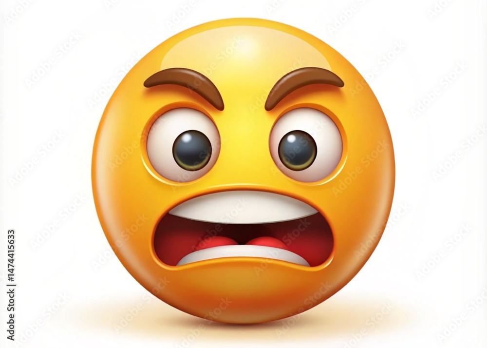 Fototapeta premium Emoji Grimacing Face Isolated On White Background 