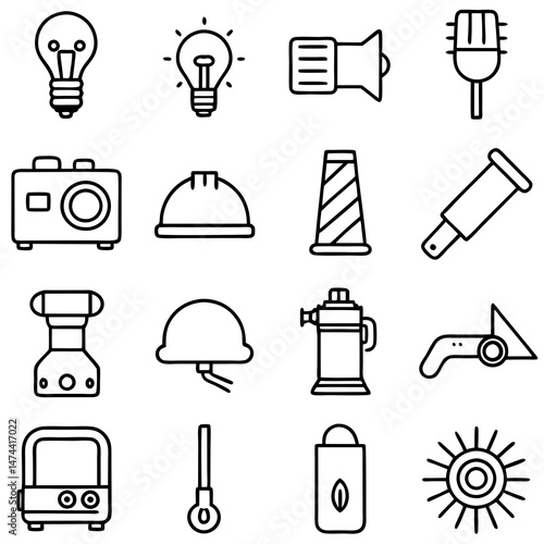 Set of icon illustrations in flat design style
