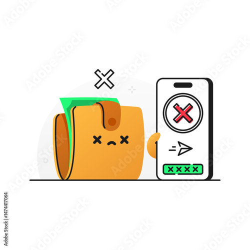 Wallet and Phone Transaction Failure Illustration