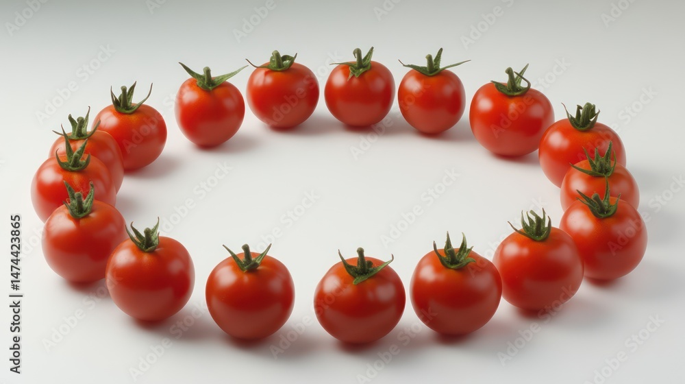 Circle of cherry tomatoes on white background Circle of cherry tomatoes on white background