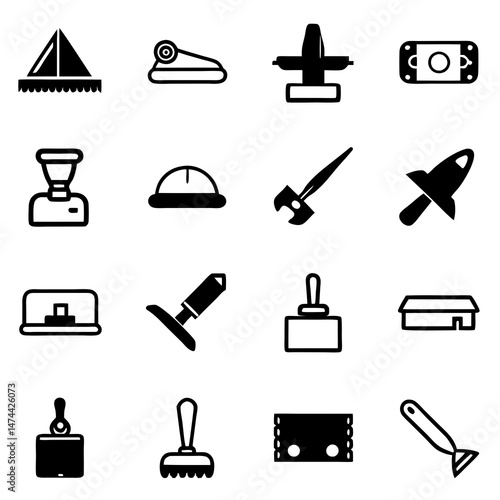 Diverse icons showcasing various objects in clean graphic style