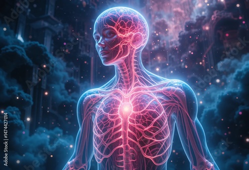 Highly Detailed Human Circulatory System in Digital Bio Art Form