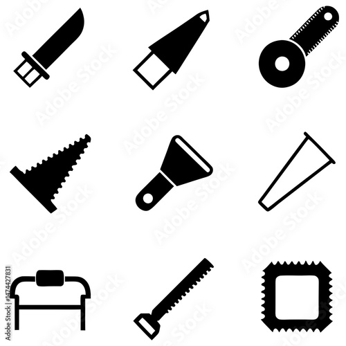 Black and White Silhouette of Construction and DIY Tools