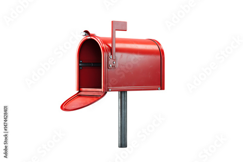 Empty vintage-style mailbox on white background