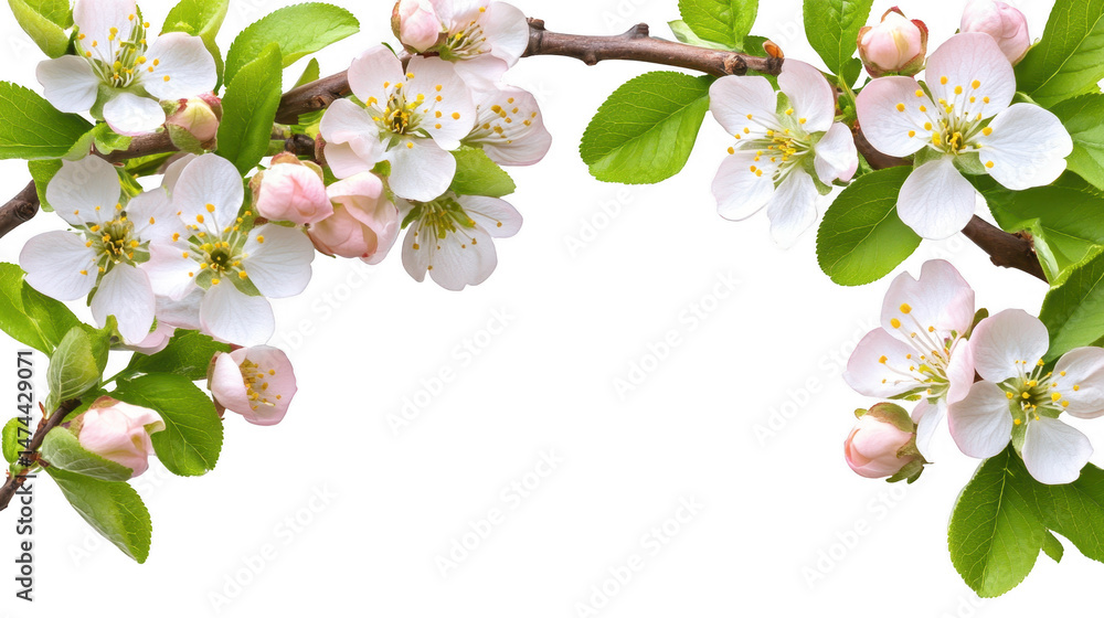 Fototapeta premium Delicate Cherry Blossom Branch with PNG Transparent Background Overlay