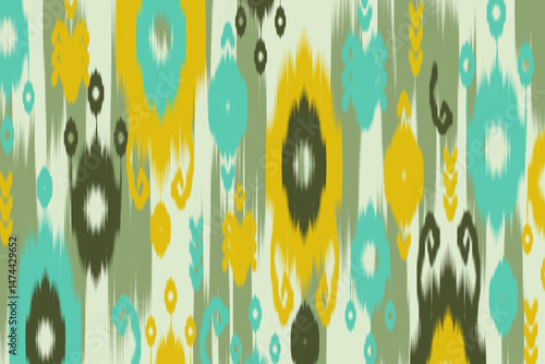 Uzbekistan ikat pattern. Uzbekistan ikat abstract ethnic design. Uzbekistan pattern design for background, wallpaper, textile, art, clothing, wrapping paper, Uzbek style, Uzbek fabric