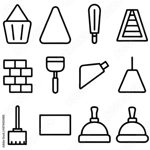 Construction and handyman line icons for graphic design project