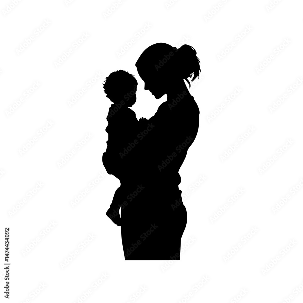 Silhouette of Maternal Devotion: A tender silhouette captures a mother cradling her child, an embodiment of the nurturing bond. Emphasizing the depth of a mother's love and care. Silhouette of Maternal Devotion: A tender silhouette captures a mother cradling her child, an embodiment of the nurturing bond. Emphasizing the depth of a mother's love and care.