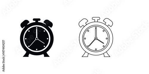 Alarm Clock Icon. Wake Up Time Vector Design on White Background.