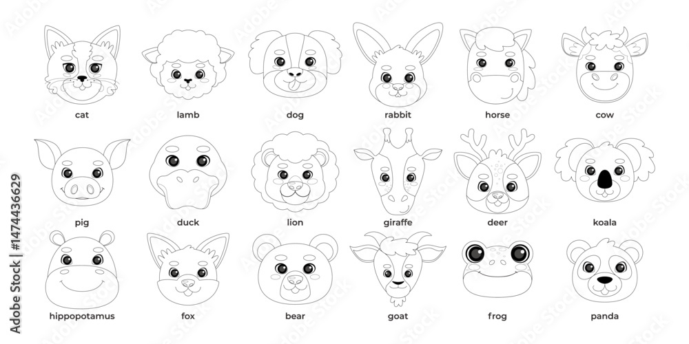 42 - Animals head coloring 42 - Animals head coloring