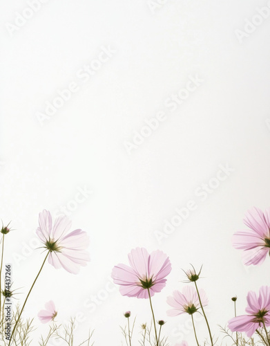 Pastel-colored cosmos flowers overlapping softly, ideal for poster, print, floral background