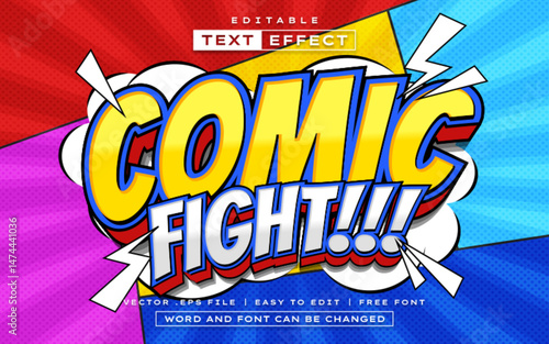 Comic Fight 3D editable comic text effect style
