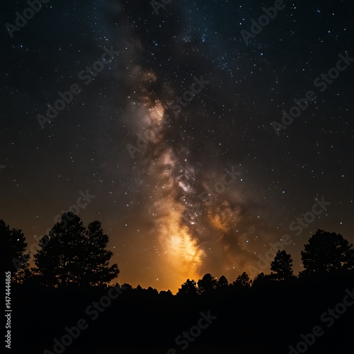 Milky Way over forest at night