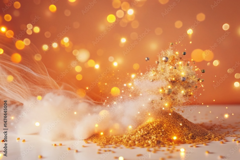 Fototapeta premium Abstract Yellow Bokeh Background: Glowing Particle Surreal Photography