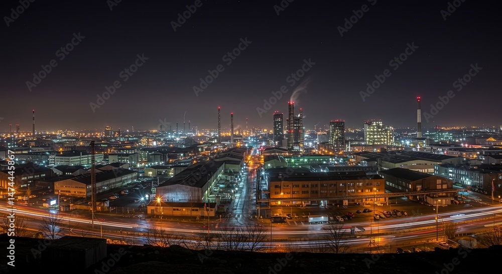 Fototapeta premium A city at night with a lot of lights and a lot of buildings