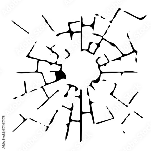 Crack broken aperture grunge wall silhouette minimalist paint