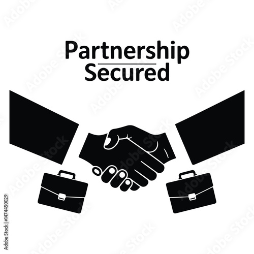 A silhouette of businessmen shaking hands Icon vector on a white background