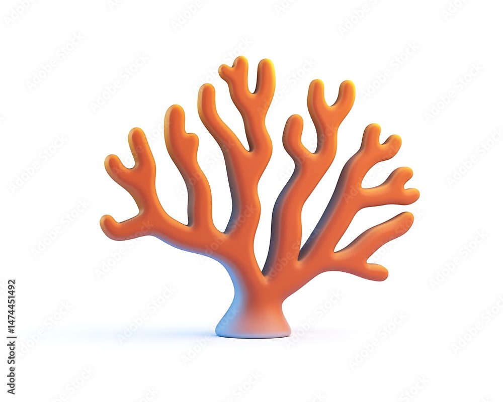 Obraz premium Elegant coral reef icon in persimmon and light sky blue, sleek and clean