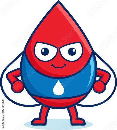 A brave superhero blood drop standing with strength and courage for global fight against blood cancer  