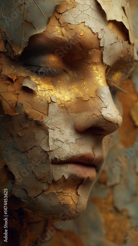 Cracked Gold Face of the Fall