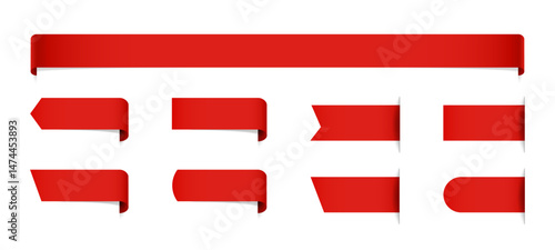 Bookmark red ribbons vector collection. Red ribbon bookmarks