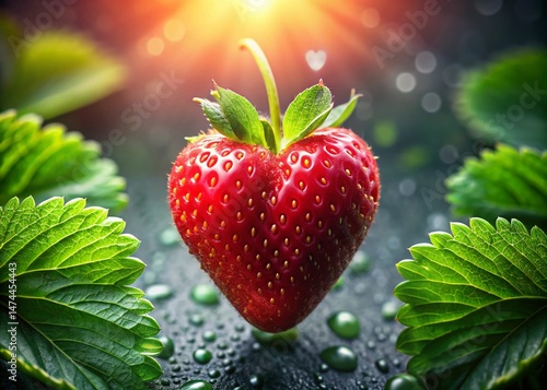 Aerial View of a Heart-Shaped Strawberry - Fresh Summer Fruit