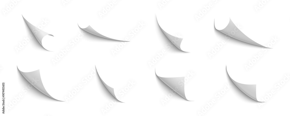 Paper curl vector realistic collection. Page curls blank collection. Paper curl vector realistic collection. Page curls blank collection.
