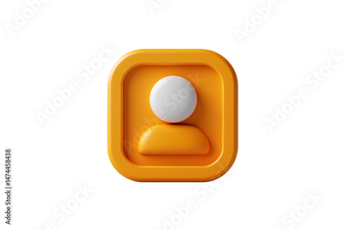 Obraz na płótnie Bright orange square icon with white head and orange torso, stylized user avatar in 3D, isolated on a transparent background w salonie