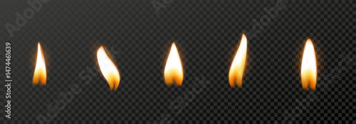 Fire candle realistic vector collection. Burning flame from candles.