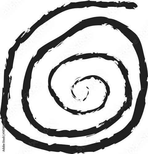 Dynamic Spiral Brushstroke Pattern in Bold Monochromatic Style
