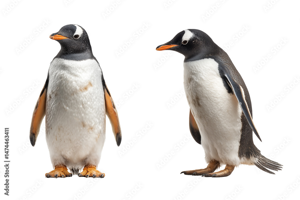 Obraz premium Two gentoo penguins standing side by side